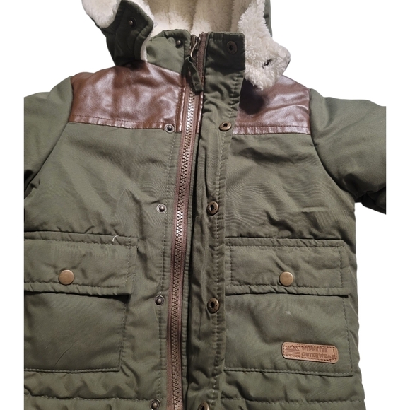 WIPPETTE OUTERWEAR - 12 Month Olive Green Hooded Jacket with Faux Fur Lining - Picture 7 of 8